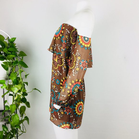 Judith March Anthropologie bohemian off-shoulder mini dress S - Picture 3 of 6